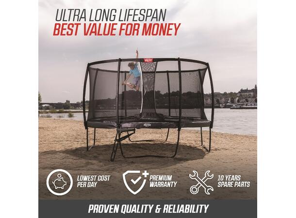 BERG Trampoline Champion InGround 380 Grå med sikkerhetsnett Deluxe 