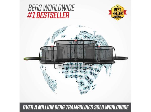 BERG Trampoline Ultim Champion 500 grå Med sikkerhetsnett Deluxe XL 