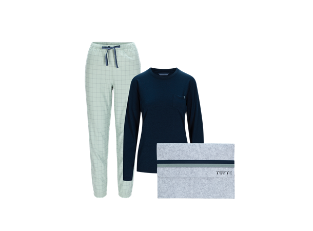 Tufte OWL pysjamassett for dame I bambusviskose/økologisk bomull 