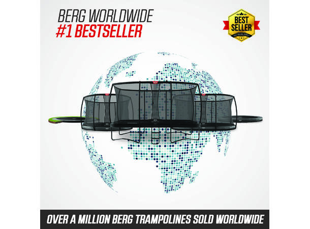 BERG Trampoline Elite 380 grå Med sikkerhetsnett Deluxe 