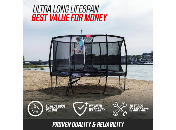 BERG Trampoline Elite 430 grå Med sikkerhetsnett Deluxe 