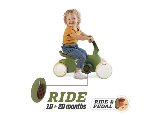 BERG GO² Retro Green gåbil Gåbil med pedaler for 10 til 30 mnd. 