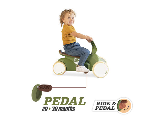 BERG GO² Retro Green gåbil Gåbil med pedaler for 10 til 30 mnd. 