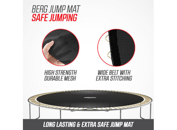 BERG TrampolineFavorit InGround 380 sort Med sikkerhetsnett Comfort 
