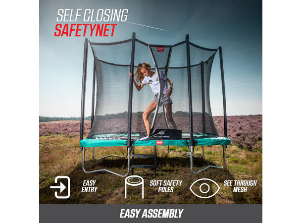 BERG Trampoline Ultim Favorit 280 grønn Med sikkerhetsnett Comfort 
